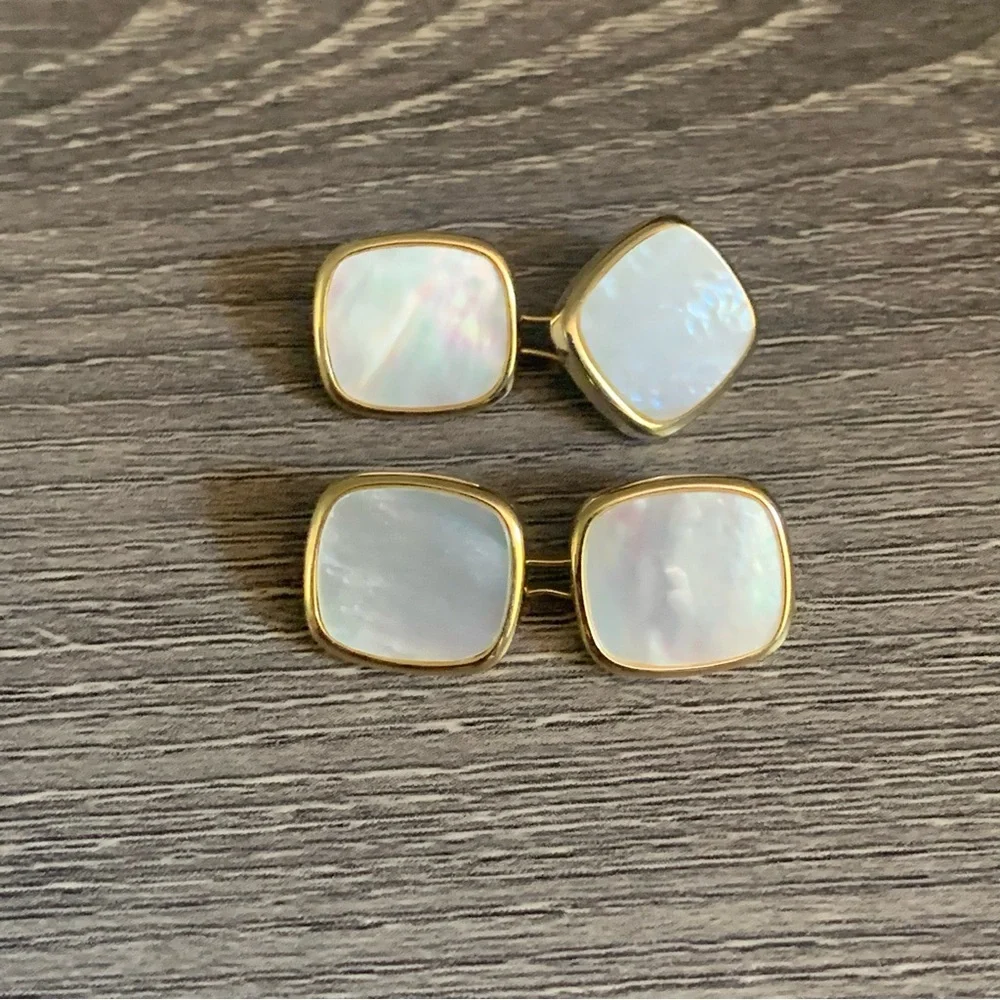 Vintage Gold Mother of Pearl Cufflinks Cuff Links